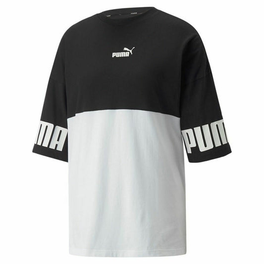 Naisten T-paita Puma Power Colorblock Valkoinen Musta, Koko S