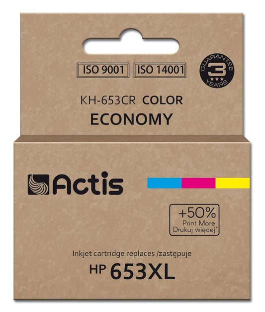 Actis KH-653CR tulostimen muste, korvaava HP 653XL 3YM74AE; Premium; 18 ml; 300 sivua; väri - KorhoneCom