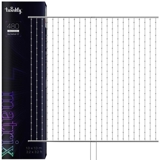 Twinkly Matrix - 480 RGB LED Pearl-shaped lights  clear wire  3.3x3.3ft F-plug type