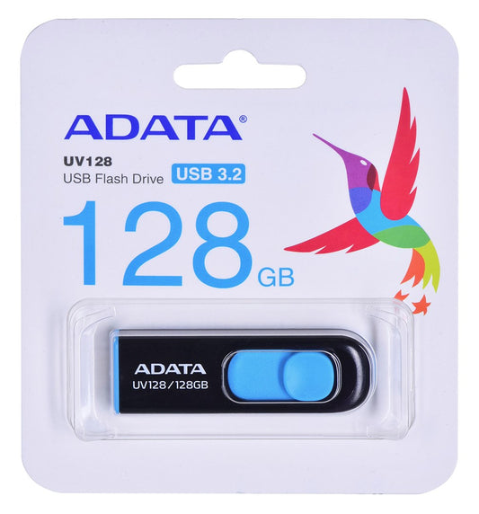 ADATA DashDrive UV128 128 GB USB Flash Drive USB Type-A 3.2 Gen 1 (3.1 Gen 1) Black Blue