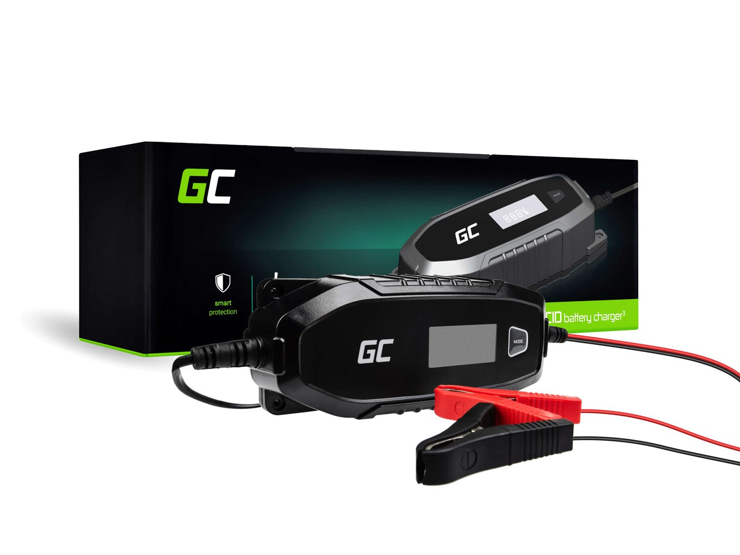 Green cell charger for batteries 6V 12V 4A with diagnostic function 6/12 V Black