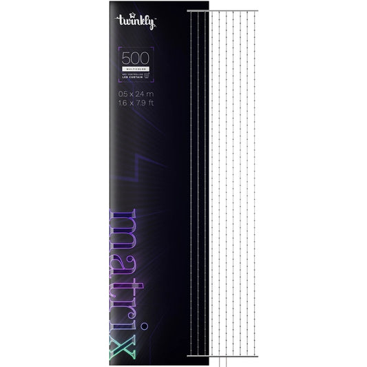 Twinkly Matrix - 500 RGB LED Pearl-shaped lights  clear wire  1.7x7.8ft F-plug type