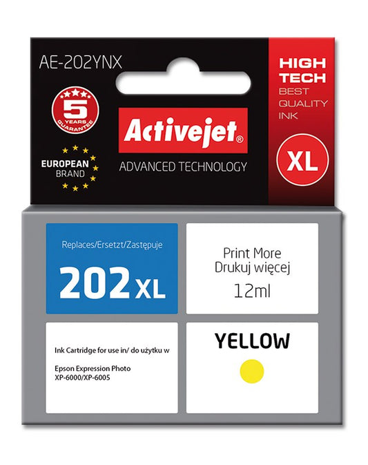 Activejet AE-202YNX ink (replaces Epson 202XL H44010; Supreme; 12 ml; yellow)