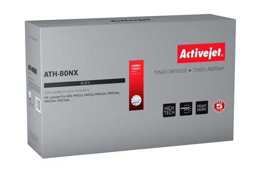 Activejet ATH-80NX väriaine HP-tulostimelle; HP 80X CF280X vaihto; Ylin; 6900 sivua; musta