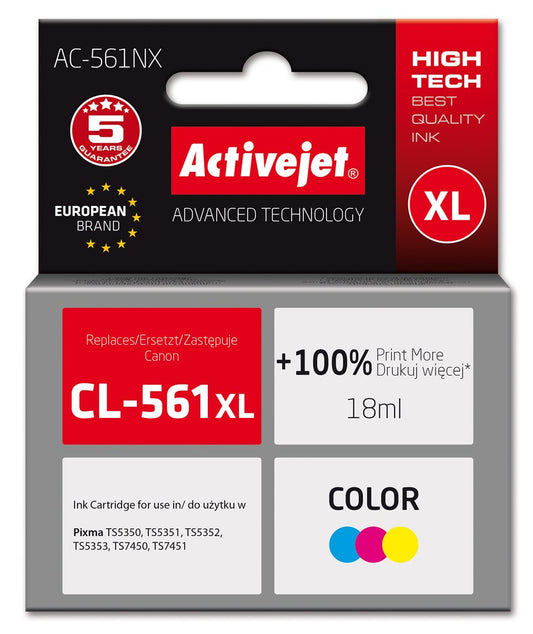 Activejet AC-561NX Printer ink for Brother Replacement Canon CL-561XL; Top; 18 ml; Color