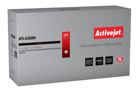 Activejet ATL-E260N Toner for Lexmark Printer; Lexmark E260A11E replacement; Top; 3500 pages; black