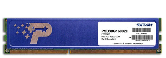 Patriot Memory DDR3 8GB PC3-12800 (1600MHz) DIMM-muistimoduuli 1 x 8GB 1600 MHz - KorhoneCom