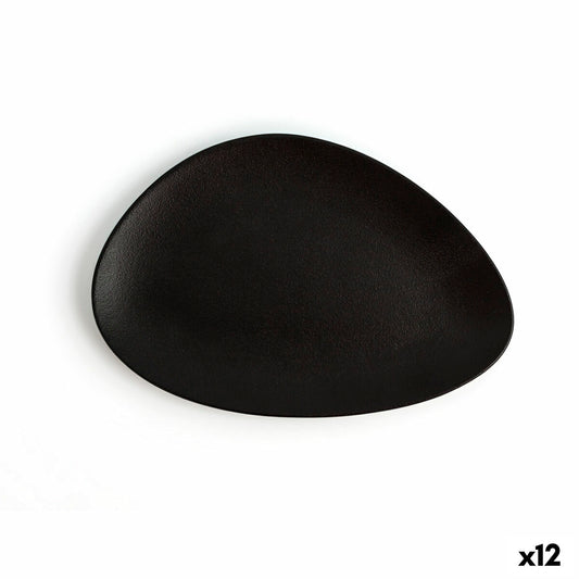 Litteä Lautanen Ariane Antracita Kolmikulmainen Musta Keraminen Ø 21 cm (12 osaa)