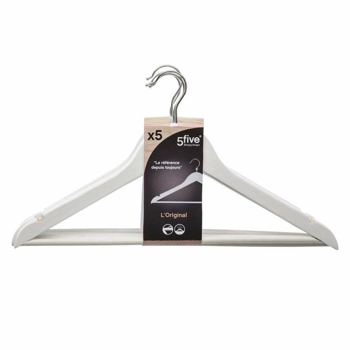 Clothes hanger set 5five 44.5 x 23.5 x 1.5 cm Metal White 5 parts