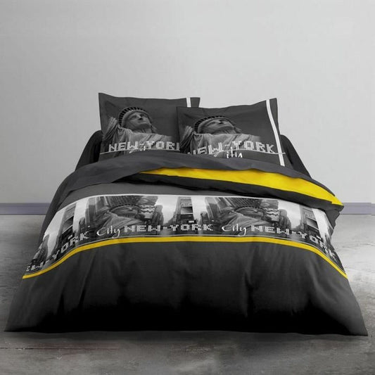 Fitted sheet without filling TODAY Black Yellow 140 x 200 cm