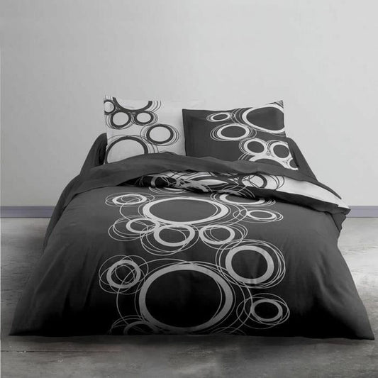 Fitted sheet without filling TODAY White Circles Gray (240 x 260 cm)