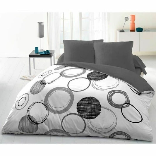 Fitted sheet without filling HOME LINGE PASSION White Circles Light gray (220 x 240 cm)