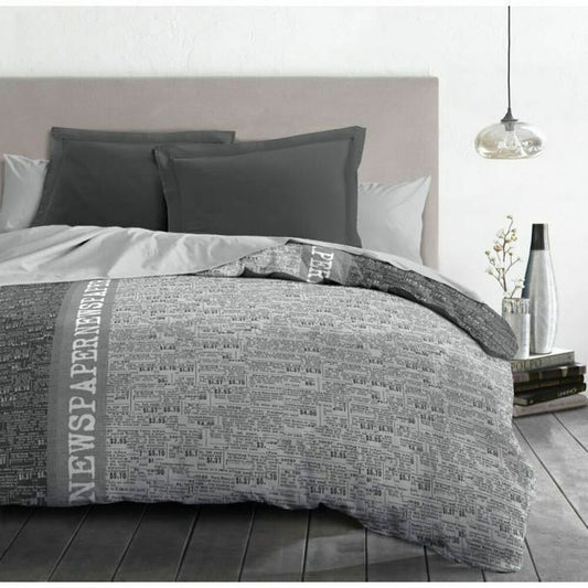 Fitted sheet HOME LINGE PASSION NEWSPAPER Gray 220 x 240 cm