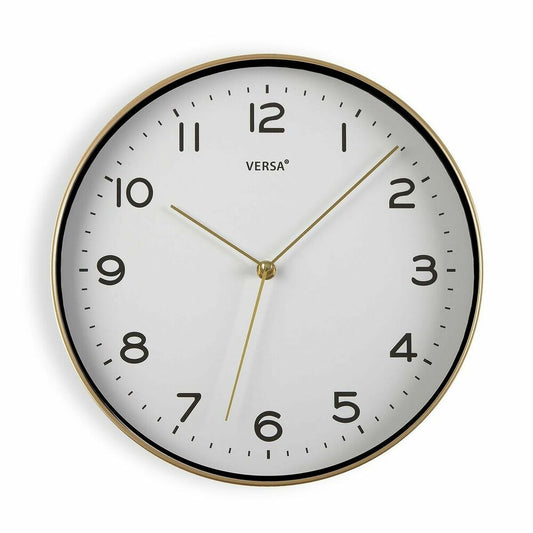 Wall clock Versa Gold-plated 30.5 x 4.3 x 30.5 cm Quartz Polyurethane