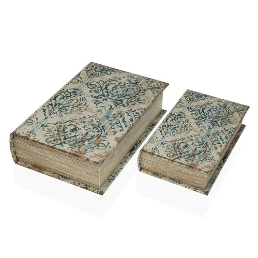 Decorative box Versa Book Fabric Wood MDF 7 x 27 x 18 cm