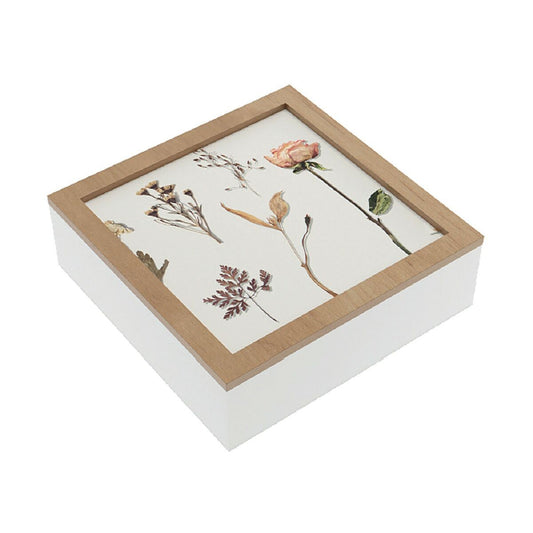 Decorative box Versa Gėlė Wood MDF 24 x 7 x 24 cm