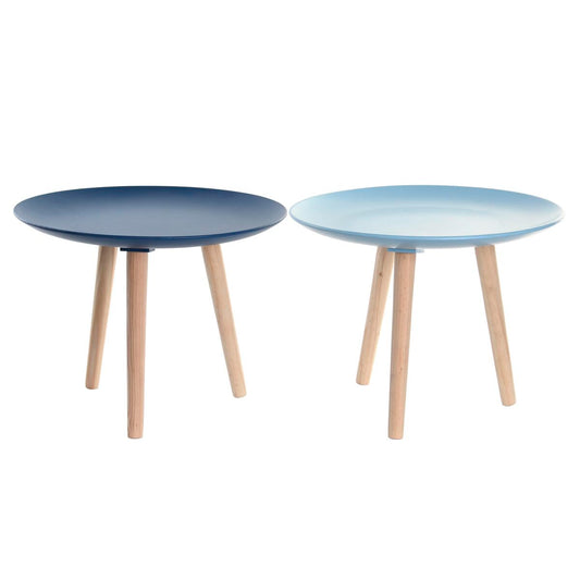 Side table DKD Home Decor 44 x 44 x 35 cm Blue Brown Sky blue Pine wood Wood MDF (2 parts)