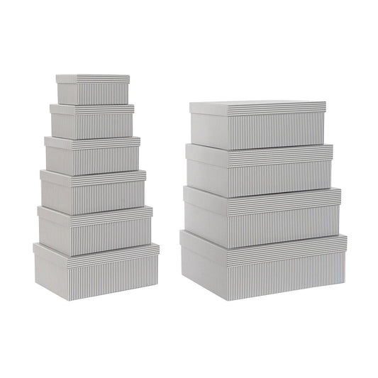Set of stackable organization boxes DKD Home Decor Gray White Square Cardboard (43.5 x 33.5 x 15.5 cm)