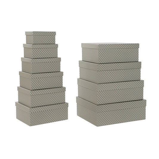 Set of stackable organization boxes DKD Home Decor Mouse Gray White Cardboard (43.5 x 33.5 x 15.5 cm)