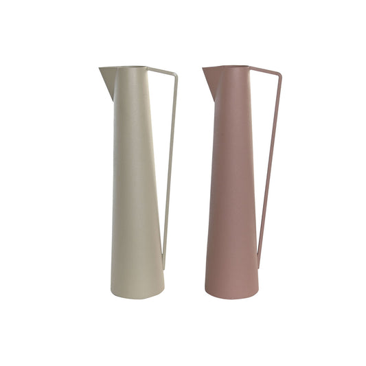 Vase DKD Home Decor 15 x 11 x 45 cm Beige Pink Iron (2 parts)