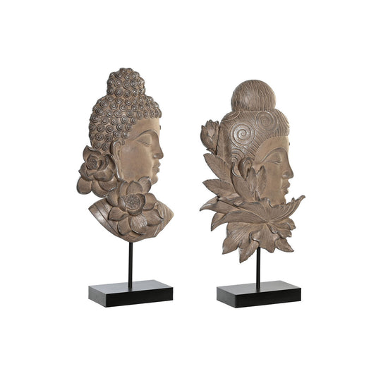 Decorative figure DKD Home Decor 23 x 8 x 42 cm Black Brown Buddha Oriental (2 parts)