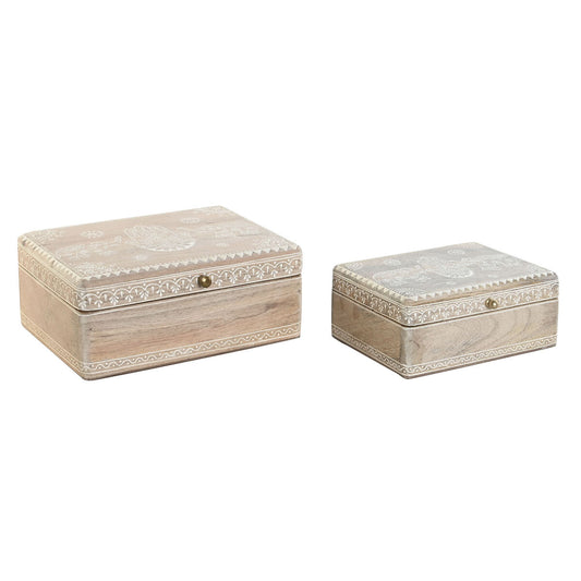 Jewelry box DKD Home Decor 25.5 x 20 x 10.5 cm Natural Mango wood (2 parts)