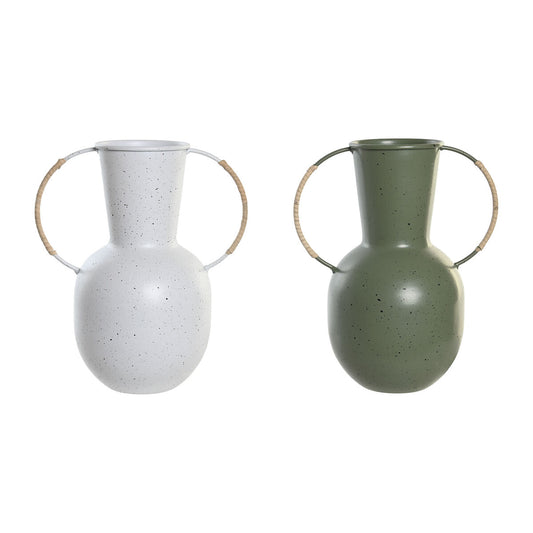 Vase DKD Home Decor 20 x 13 x 24 cm Metal Terracotta White Green (2 parts)