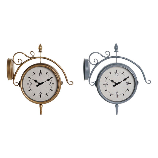 Wall clock DKD Home Decor 43 x 14.5 x 47 cm Crystal Gray Gilded Iron Traditional (2 parts)