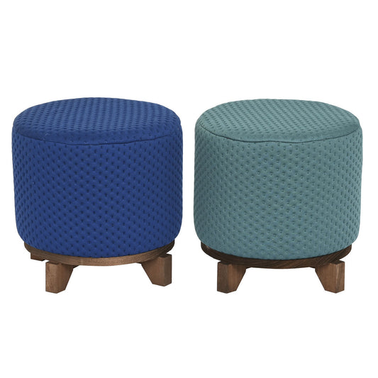 Footstool DKD Home Decor Wood 30 x 30 x 30 cm Green Navy blue (2 parts)