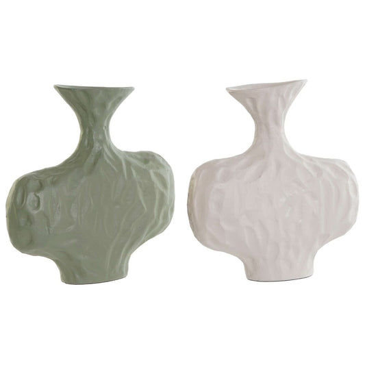 Vase DKD Home Decor White Green Aluminum 20 x 6 x 21 cm (2 parts)