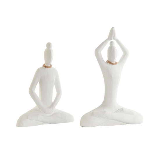 Decorative figurine DKD Home Decor White Natural Oriental Yoga 25 x 8 x 36 cm (2 parts)