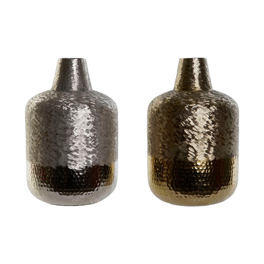 Vase DKD Home Decor Gilded Silver Aluminum Modern 22 x 22 x 33 cm (2 parts)