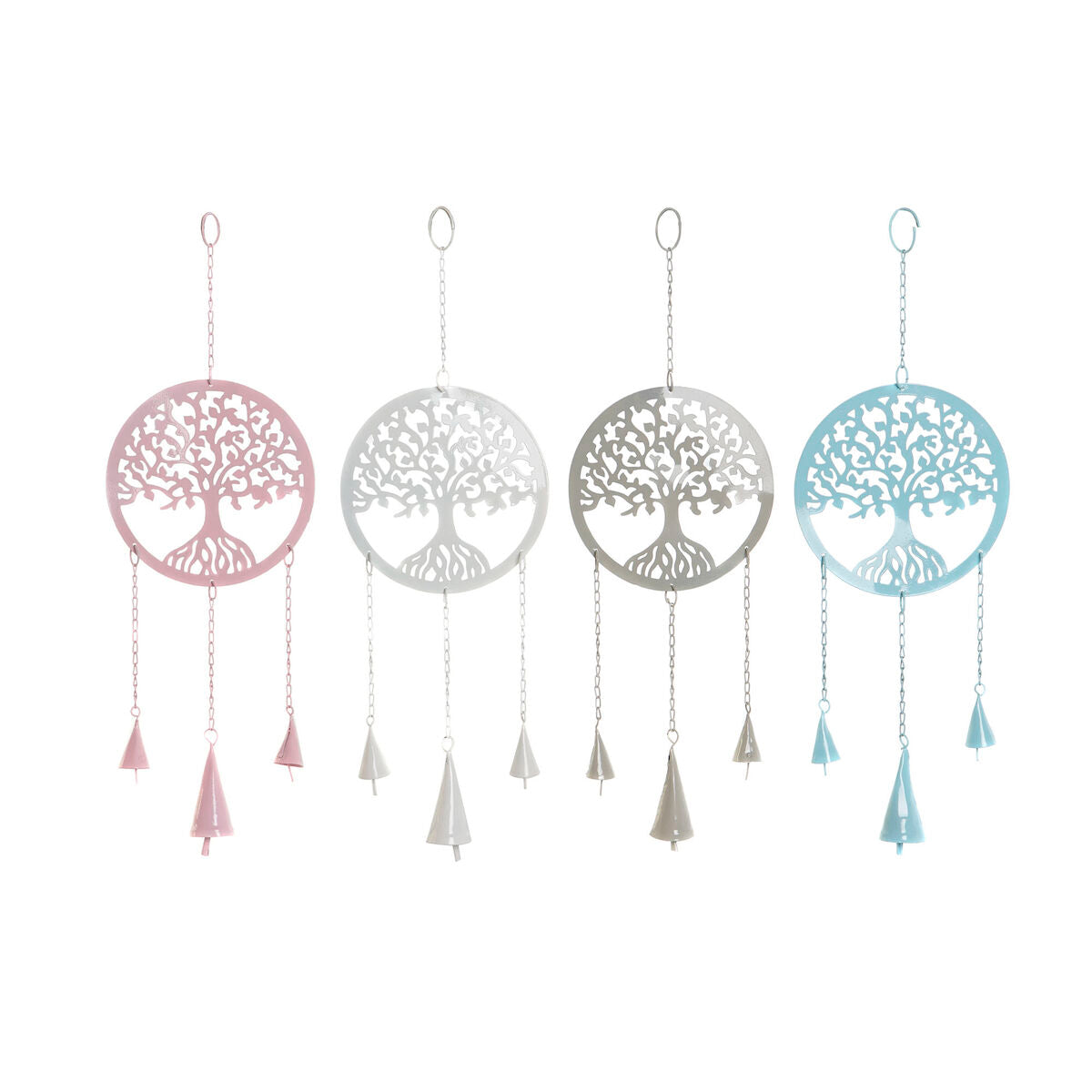 Hanging decoration DKD Home Decor Trees White Beige Gray Pink 15 x 3 x 44 cm (4 parts)