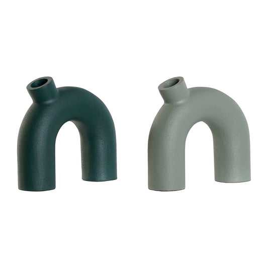 Vase Home ESPRIT Green Aluminum 19 x 5 x 17 cm (2 parts)