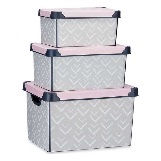 Set of stackable organizer boxes Vibes 3 Pieces Plastic
