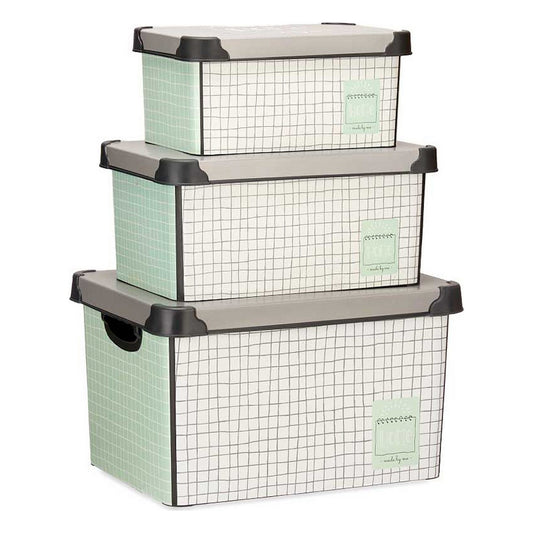 Set of stackable organizer boxes Home 3 Pieces Plastic