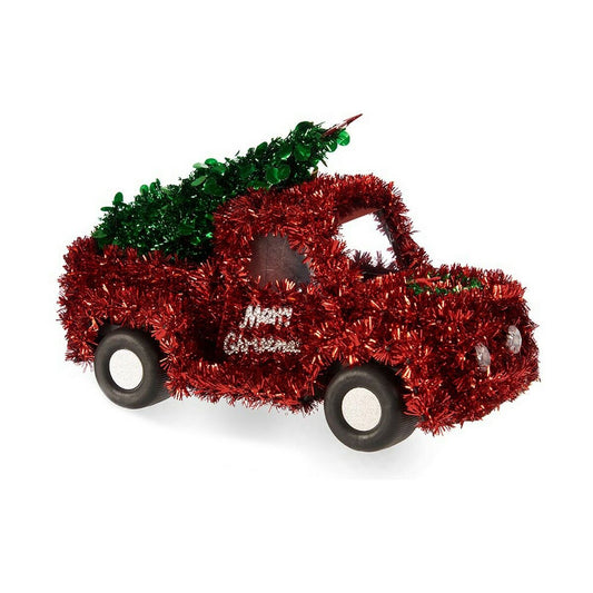 Decorative figure Car Christmas Decorative ribbon 15 x 18 x 27 cm Red Green Plastic polypropylene