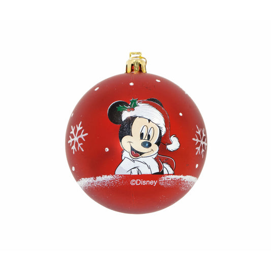 Christmas ball Mickey Mouse Happy smiles 6 parts Red Plastic (Ø 8 cm)
