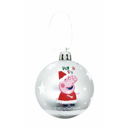 Christmas ball Peppa Pig Cozy corner Silver 6 parts Plastic (Ø 8 cm)