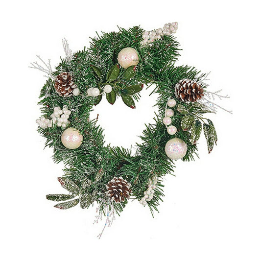 Christmas wreath White Brown Green Plastic 30 x 12 x 30 cm