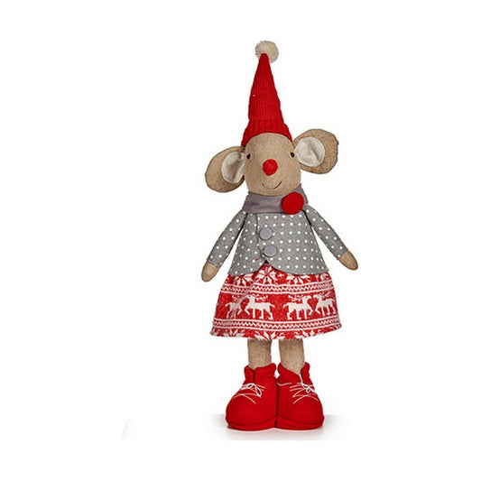 Decorative figure Mouse Christmas 48 cm White Red Gray Cream
