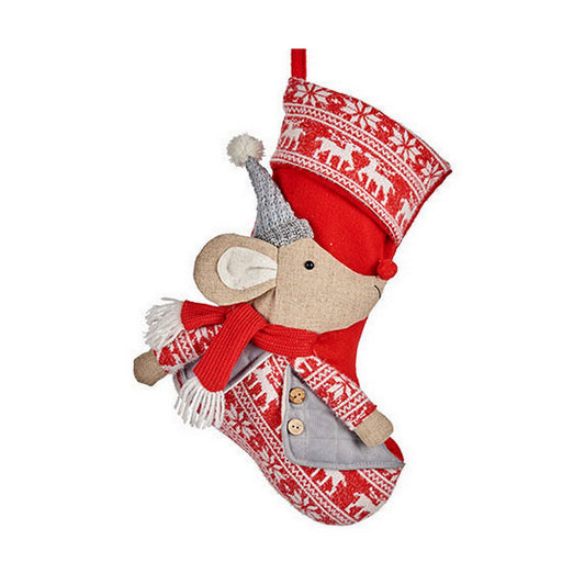 Christmas stocking Mouse 31 x 5 x 48 cm Red Gray White Cream
