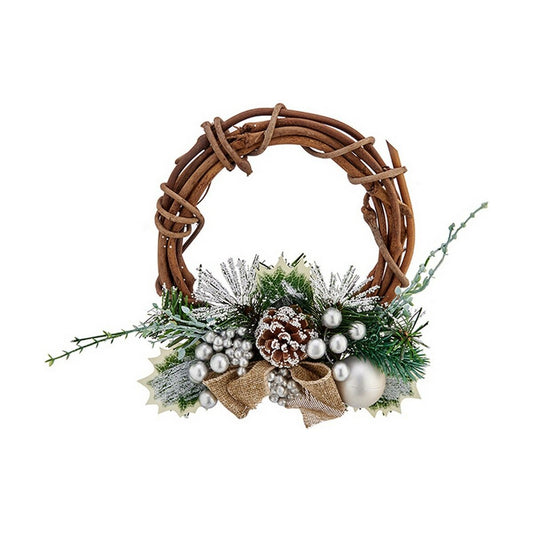 Christmas wreath 20.32 cm 22 x 8 x 22 cm Silver Wood Green Plastic