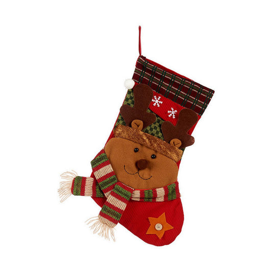 Christmas Stocking Bear 32 x 43 x 5.5 cm Red Brown Green