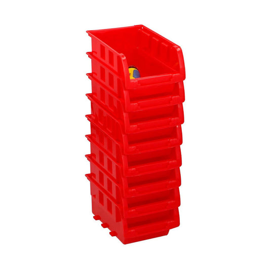 Set of stackable organizer boxes Kinzo Red 12 x 10 cm polypropylene (8 parts)