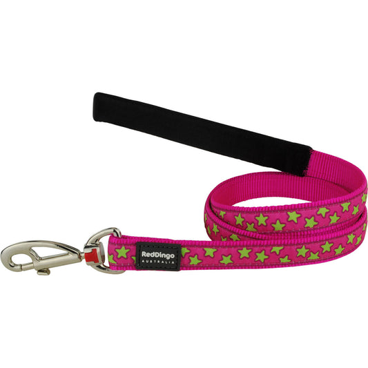Dog leash Red Dingo STYLE STARS LIME ON HOT PINK 2 x 120 cm