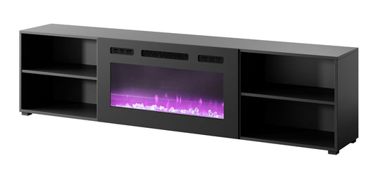RTV cabinet POLO 200x33x50.5 black fireplace black