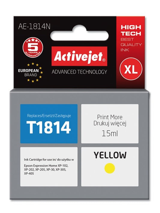 Activejet AE-1814N ink cartridge (replaces Epson 18XL T1814; Supreme; 15 ml; yellow)