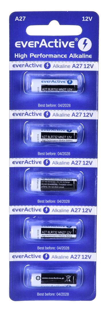 5 x alkaline batteries everActive 27A 12V blister pack 5 pcs.