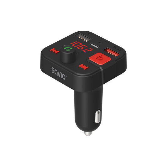 SAVIO FM transmitter Bluetooth 5.3 QC 3.0 charger LED display Bass Boost TR-15 black
